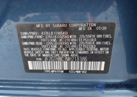 2021 Subaru Crosstrek Limited from USA, damaged, VIN JF2GTHNC7MH218386